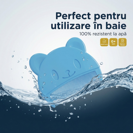 Set Perie De Baie Si Pieptan Bebelusi Super Trends® Din Silicon Moale, Perie Si Pieptan Bebe Pentru Indepartarea Crustelor De Lapte, Perie Si Piapten Bebelusi Cu Maner Ergonomic Antialunecare, Set Ingrijire Bebelusi Albastru, Set Ingrijire Bebe Hipoalerge [4]
