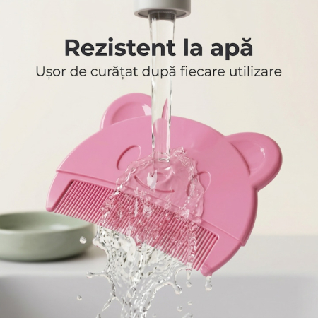 Set Perie De Baie Si Pieptan Bebelusi Super Trends® Din Silicon Moale, Perie Si Pieptan Bebe Pentru Indepartarea Crustelor De Lapte, Perie Si Piapten Bebelusi Cu Maner Ergonomic Antialunecare, Set Ingrijire Bebelusi Roz Violet, Set Ingrijire Bebe [10]