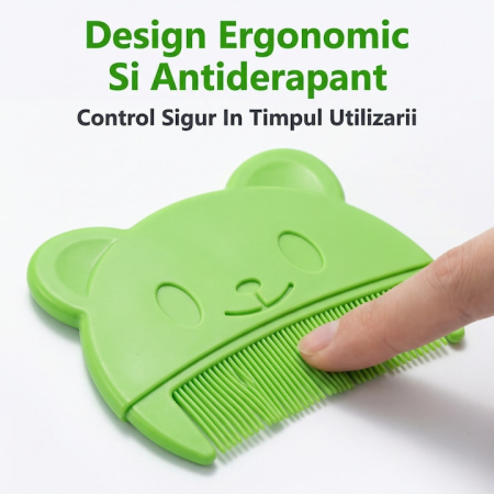 Set Perie De Baie Si Pieptan Bebelusi Super Trends® Din Silicon Moale, Perie Si Pieptan Bebe Pentru Indepartarea Crustelor De Lapte, Perie Si Piapten Bebelusi Cu Maner Ergonomic Antialunecare, Set Ingrijire Bebelusi Verde Violet, Set Ingrijire Bebe [3]