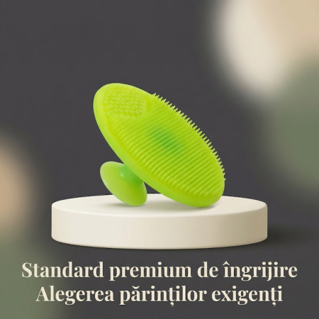 Set Perie De Baie Si Pieptan Bebelusi Super Trends® Din Silicon Moale, Perie Si Pieptan Bebe Pentru Indepartarea Crustelor De Lapte, Perie Si Piapten Bebelusi Cu Maner Ergonomic Antialunecare, Set Ingrijire Bebelusi Verde, Set Ingrijire Bebe Hipoalergenic [11]