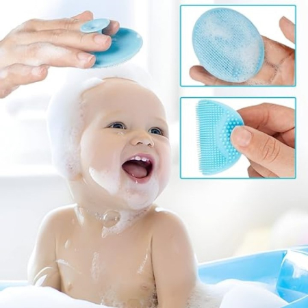 Set Perie De Baie Si Pieptan Bebelusi Super Trends® Din Silicon Moale, Perie Si Pieptan Bebe Pentru Indepartarea Crustelor De Lapte, Perie Si Piapten Bebelusi Cu Maner Ergonomic Antialunecare, Set Ingrijire Bebelusi Albastru, Set Ingrijire Bebe Hipoalerge [11]