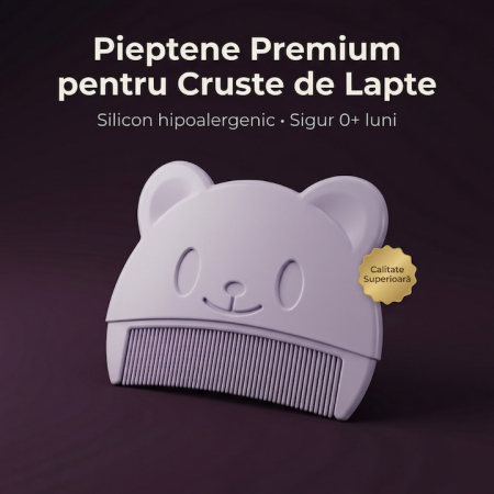 Set Perie De Baie Si Pieptan Bebelusi Super Trends® Din Silicon Moale, Perie Si Pieptan Bebe Pentru Indepartarea Crustelor De Lapte, Perie Si Piapten Bebelusi Cu Maner Ergonomic Antialunecare, Set Ingrijire Bebelusi Violet Albastru, Set Ingrijire Bebe [8]