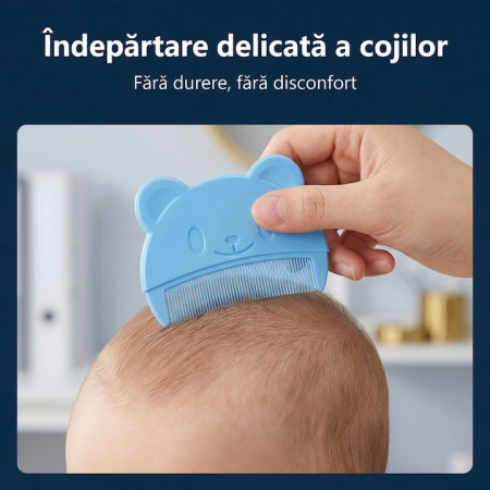 Set Perie De Baie Si Pieptan Bebelusi Super Trends® Din Silicon Moale, Perie Si Pieptan Bebe Pentru Indepartarea Crustelor De Lapte, Perie Si Piapten Bebelusi Cu Maner Ergonomic Antialunecare, Set Ingrijire Bebelusi Albastru, Set Ingrijire Bebe Hipoalerge [1]