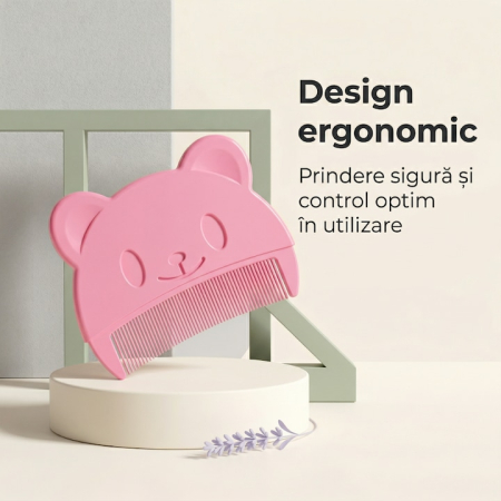 Set Perie De Baie Si Pieptan Bebelusi Super Trends® Din Silicon Moale, Perie Si Pieptan Bebe Pentru Indepartarea Crustelor De Lapte, Perie Si Piapten Bebelusi Cu Maner Ergonomic Antialunecare, Set Ingrijire Bebelusi Roz Albastru, Set Ingrijire Bebe [5]