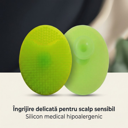 Set Perie De Baie Si Pieptan Bebelusi Super Trends® Din Silicon Moale, Perie Si Pieptan Bebe Pentru Indepartarea Crustelor De Lapte, Perie Si Piapten Bebelusi Cu Maner Ergonomic Antialunecare, Set Ingrijire Bebelusi Verde, Set Ingrijire Bebe Hipoalergenic [9]