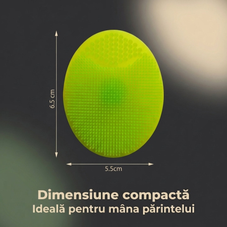 Set Perie De Baie Si Pieptan Bebelusi Super Trends® Din Silicon Moale, Perie Si Pieptan Bebe Pentru Indepartarea Crustelor De Lapte, Perie Si Piapten Bebelusi Cu Maner Ergonomic Antialunecare, Set Ingrijire Bebelusi Verde, Set Ingrijire Bebe Hipoalergenic [13]