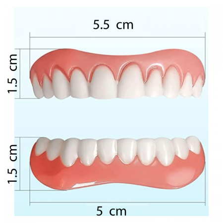 Set Proteze Dentare Premium SUPER TRENDS®, Contine Partea de Sus 1 Buc si Partea Jos 1 Buc, Fatete Dentare Cosmetice, Acopera Dintii Lipsa, Zambet Perfect, Silicon, Alb-Roz [4]