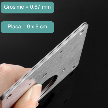 Set Reparatie Balamale Pentru Dulapuri Profesional SUPER TRENDS®, 8 Placi Metalice Otel Inoxidabil 9x9 cm, 48 Suruburi, Argintiu [5]