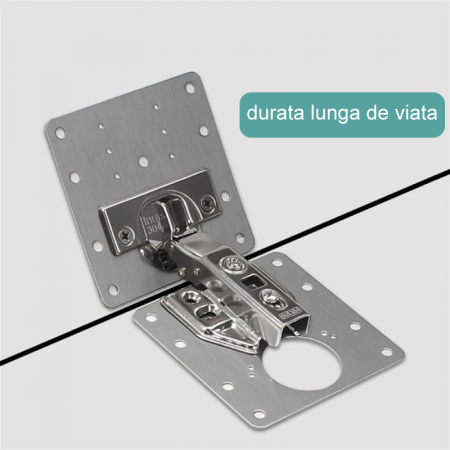 Set Reparatie Balamale Pentru Dulapuri Profesional SUPER TRENDS®, 8 Placi Metalice Otel Inoxidabil 9x9 cm, 48 Suruburi, Argintiu [6]