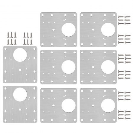 Produse - Set Reparatie Balamale Pentru Dulapuri Profesional SUPER TRENDS®, 8 Placi Metalice Otel Inoxidabil 9x9 cm, 48 Suruburi, Argintiu