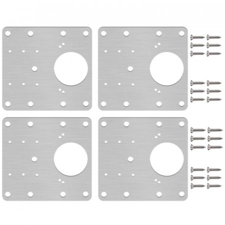 Set Reparatie Balamale Pentru Dulapuri Profesional SUPER TRENDS®, 8 Placi Metalice Otel Inoxidabil 9x9 cm, 48 Suruburi, Argintiu [1]