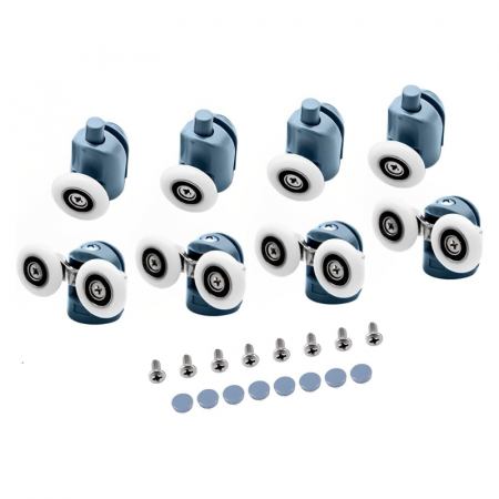 Set Role Universale Premium SUPER TRENDS®, Pentru Cabina de Dus, cu Rulmenti, 8 buc, Alb-Albastru [1]