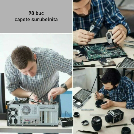 Set Surubelnite de Precizie SUPER TRENDS®, 115 in 1, Kit Magnetic de Reparatii Pentru Telefon, Tableta, Laptop, Xbox, Consola Jocuri, PC, Otel Crom-Vanadiu [12]
