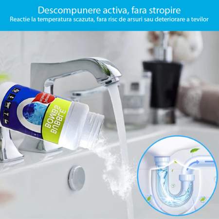 Solutie SUPER TRENDS® Pentru Desfundarea Tevilor Bubble Bombs Japan, 1 + 1 GRATIS 100g, Curatator Puternic Pentru Chiuveta si Canalizare, Granule Magice Efervescente Pentru Curatare Rapida [4]