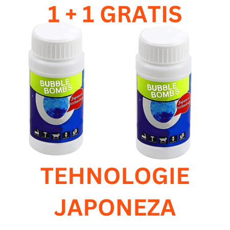 Produse Curatenie - Solutie SUPER TRENDS® Pentru Desfundarea Tevilor Bubble Bombs Japan, 1 + 1 GRATIS 100g, Curatator Puternic Pentru Chiuveta si Canalizare, Granule Magice Efervescente Pentru Curatare Rapida