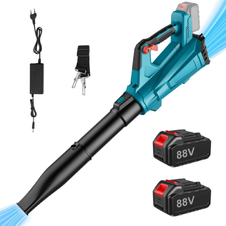 Produse - Suflanta de Frunze SUPER TRENDS®, Viteza de suflare 200 km/h, Turatie variabila 0–22.000 rpm, 2 Acumulatori 88V Li-Ion, 780 mc/h, Turcoaz