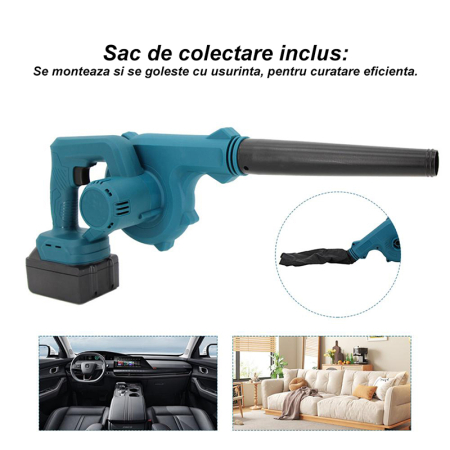 Suflanta Frunze Profesionala SUPER TRENDS®, 2 acumulatori 48V, Autonomie 4 ore, 2 in 1, pentru praf, masina, fara fir [5]