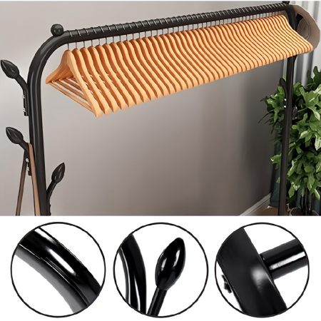 Suport de Umerase Premium SUPER TRENDS®, Organizator Pentru Haine, de Sine Statator, din Metal, Negru, 150 x 110 x 40 cm + 5 UMERASE CADOU [7]