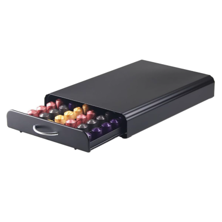 Suport Pentru 60 Capsule de Cafea SUPER TRENDS®, Compatibil cu Nespresso, Tchibo, Negru, 39x26x6.4 cm, Metal, Negru [1]