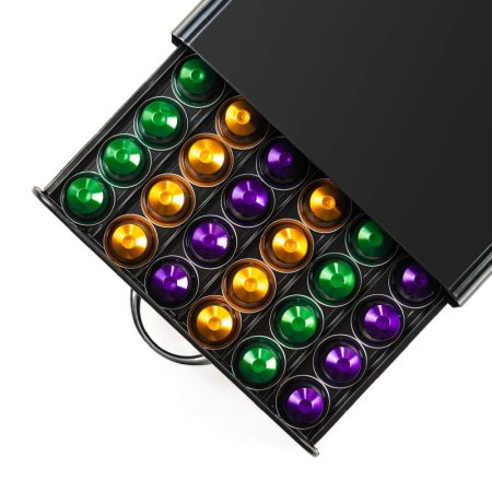 Suport Pentru 60 Capsule de Cafea SUPER TRENDS®, Compatibil cu Nespresso, Tchibo, Negru, 39x26x6.4 cm, Metal, Negru [4]