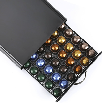 Suport Pentru 60 Capsule de Cafea SUPER TRENDS®, Compatibil cu Nespresso, Tchibo, Negru, 39x26x6.4 cm, Metal, Negru [7]
