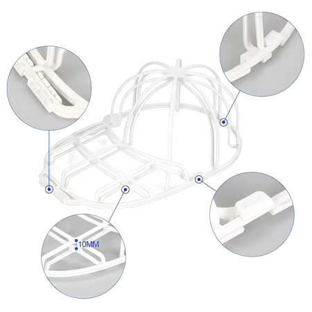 Suport Pentru Spalare Sapca Super Trends® Din Polipropilena Alba, Curatare Multifunctionala Fara Deformare, Marime Universala 35.3x22x13.5 Cm, Accesoriu Pentru Spalare Sapca La Masina De Spalat, Protectie Forma Sapci [3]
