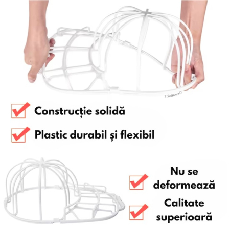 Suport Pentru Spalare Sapca Super Trends® Din Polipropilena Alba, Curatare Multifunctionala Fara Deformare, Marime Universala 35.3x22x13.5 Cm, Accesoriu Pentru Spalare Sapca La Masina De Spalat, Protectie Forma Sapci [1]