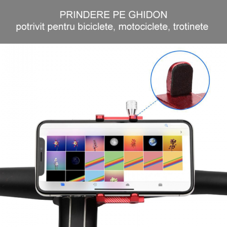 Suport Telefon Bicicleta Sau Motocicleta Premium SUPER TRENDS®, Reglabil, Prindere pe Ghidon, Compatibil cu Telefoane Care au Diagonala Ecranului de 3.5"–6.5", Reglaj pe Latime 55–100 mm, Aluminiu, Un [4]