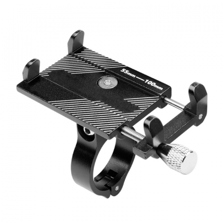 Auto - Suport Telefon Bicicleta Sau Motocicleta Premium SUPER TRENDS®, Reglabil, Prindere pe Ghidon, Compatibil cu Telefoane Care au Diagonala Ecranului de 3.5"–6.5", Reglaj pe Latime 55–100 mm, Aluminiu, Un