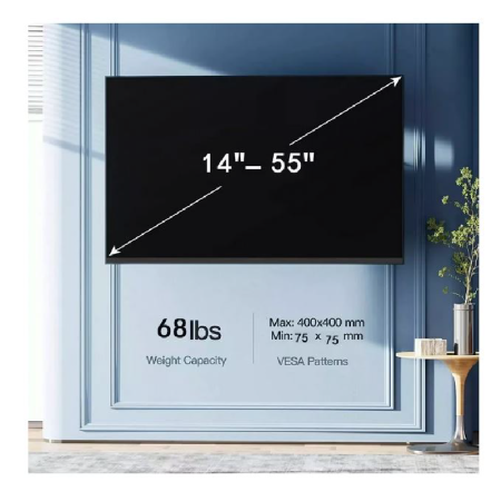 Suport TV de perete Full Motion SUPER TRENDS®, 14''-55'', Universal, Pivotant, Vesa 100x100, 200x100, 200x200, 300x200, 300x300, 400x200 si 400x400 mm, Max 30 kg, Negru [5]