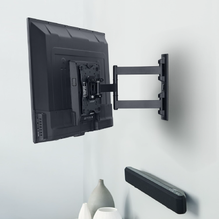Suport TV Reglabil de Perete SUPER TRENDS®, Diagonala Maxima 22”-57”, Greutate Suportata 40 Kg, Pivotant, Otel Profesional, VESA 200x200, 200x100, 100X100, 75x75, Negru [4]