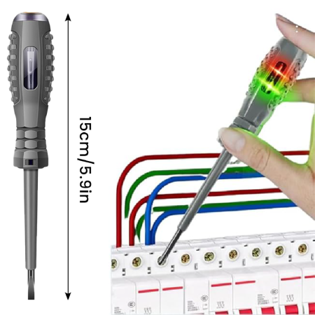 Tester de Tensiune tip Creion SUPER TRENDS®, Pentru Detectarea Rapida a Tensiunii si Testarea Circuitelor, Varf Magnetic Plat, Poate fi Folosit ca Surubelnita, Lumina LED indicatoare dubla (verde si r [1]