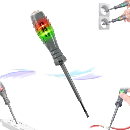 Tester de Tensiune tip Creion SUPER TRENDS®, Pentru Detectarea Rapida a Tensiunii si Testarea Circuitelor, Varf Magnetic Plat, Poate fi Folosit ca Surubelnita, Lumina LED indicatoare dubla (verde si r [2]