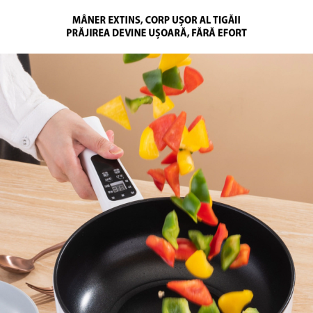 Tigaie Electrica Multifunctională Inteligenta SUPER TRENDS®, 26 cm, 3 L, Control Digital, Pentru Gatit Rapid Fara Aragaz, cu Capac [4]