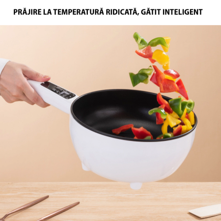 Tigaie Electrica Multifunctională Inteligenta SUPER TRENDS®, 26 cm, 3 L, Control Digital, Pentru Gatit Rapid Fara Aragaz, cu Capac [2]
