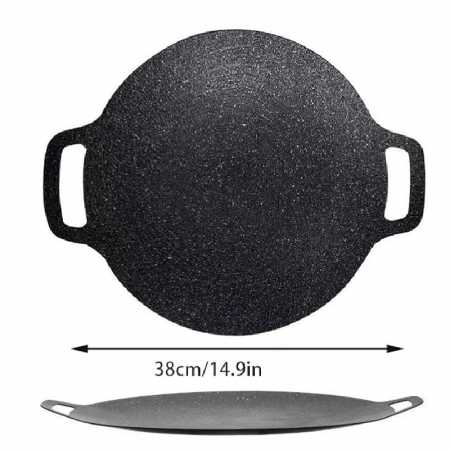 Tigaie Rotunda Pentru Gratar din Aliaj Premium SUPER TRENDS®, Tip Coreea, Antiaderenta, Compatibila cu Aragaz Electric si Foc Deschis, Manere Laterale, Ideala pentru Gatit Interior si Exterior, Diamet [3]