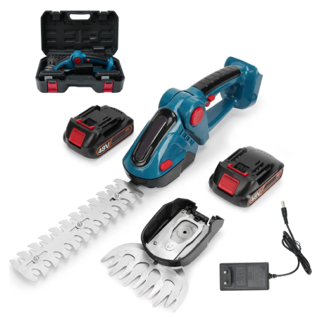 Scule & Unelte Bricolaj - Trimmer de Tuns Gard Viu si Gazon SUPER TRENDS®, Fara Fir, 2 Acumulatori de 48V, Albastru