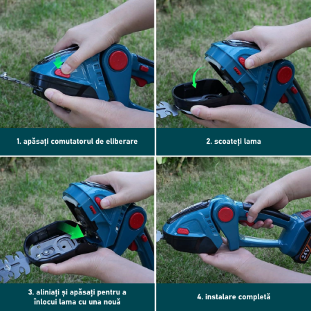 Trimmer de Tuns Gard Viu si Gazon SUPER TRENDS®, Fara Fir, 2 Acumulatori de 48V, Albastru [11]