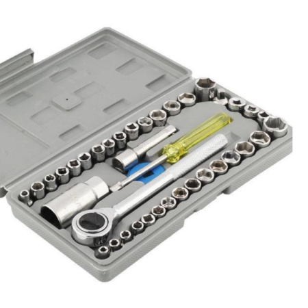 Trusa Chei Tubulare 40 Piese Super Trends®, Include Adaptori si Clichet, Argintiu [8]