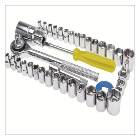 Trusa Chei Tubulare 40 Piese Super Trends®, Include Adaptori si Clichet, Argintiu [4]
