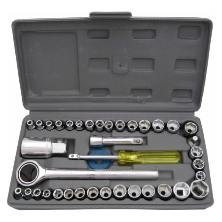 Scule & Unelte Bricolaj - Trusa Chei Tubulare 40 Piese Super Trends®, Include Adaptori si Clichet, Argintiu