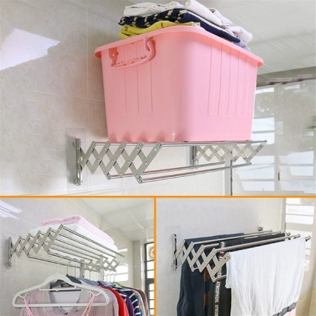 Uscator de Rufe Pliabil Din Aluminiu Premium SUPER TRENDS®, 5 Bare de Uscare, Latime bara 70 cm, Capacitate Uscare 6 m, Argintiu [3]