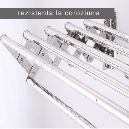 Uscator de Rufe Pliabil Din Aluminiu Premium SUPER TRENDS®, 5 Bare de Uscare, Latime bara 70 cm, Capacitate Uscare 6 m, Argintiu [4]