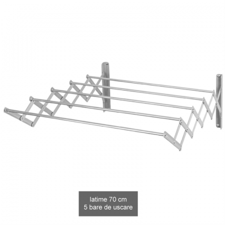Uscator de Rufe Pliabil Din Aluminiu Premium SUPER TRENDS®, 5 Bare de Uscare, Latime bara 70 cm, Capacitate Uscare 6 m, Argintiu [6]