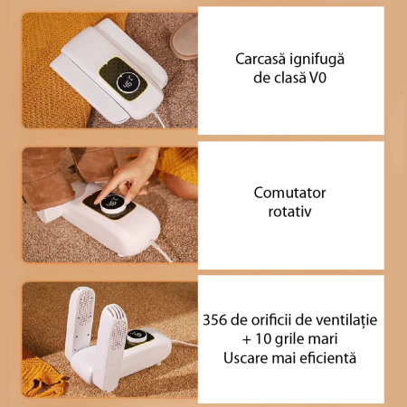 Uscator Electric Pentru Incaltaminte, Manusi, Sosete, SUPER TRENDS®, Pliabil si Retractabil, cu Sterilizare UV, Elimina Mirosurile, Aer Cald 360°, Alb [5]