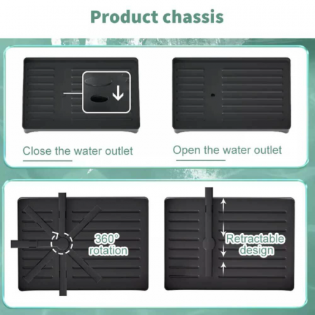 Uscator Pentru Vase cu 2 Nivele Premium SUPER TRENDS® Pentru Chiuveta, Cu Tavita de Scurgere, Suport Tacamuri si Suport Farfurii, Negru, 42 x 30 x 29 cm [7]