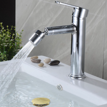 Ventil Chiuveta cu Gaura de Preaplin SUPER TRENDS®, Dop cu Arc Detasabil, Din Alama, Crom Auriu [8]