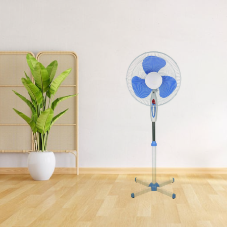 Ventilator cu Picior SUPER TRENDS®, Diametru 40 cm, 3 Trepte de Viteza, 40W, Alb – Albastru [3]