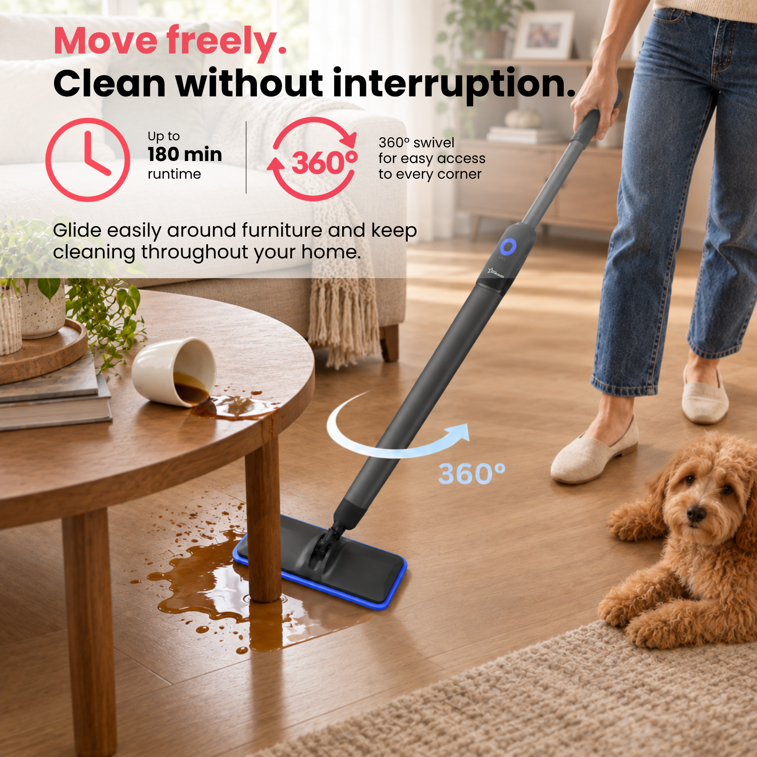 STARCREST SMP-2600SV electric mop - flexible 360 and 180 degree joint