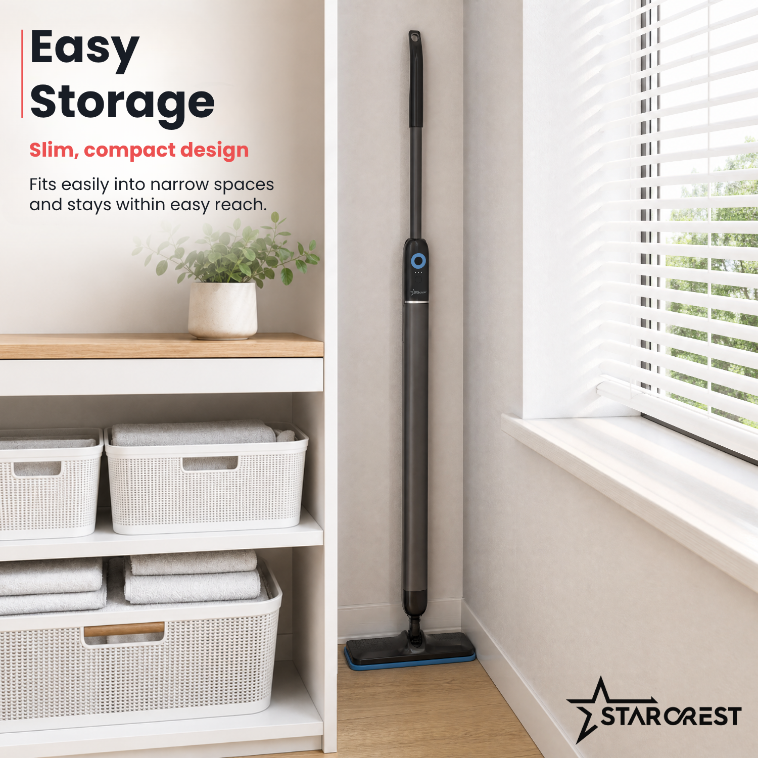 STARCREST SMP-2600SV electric mop - slim design and easy storage